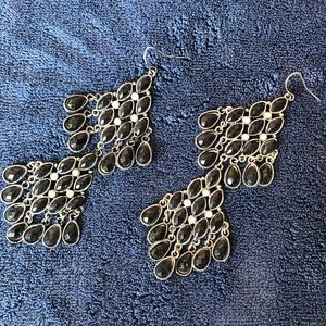 Never worn black/silver chandelier earrings